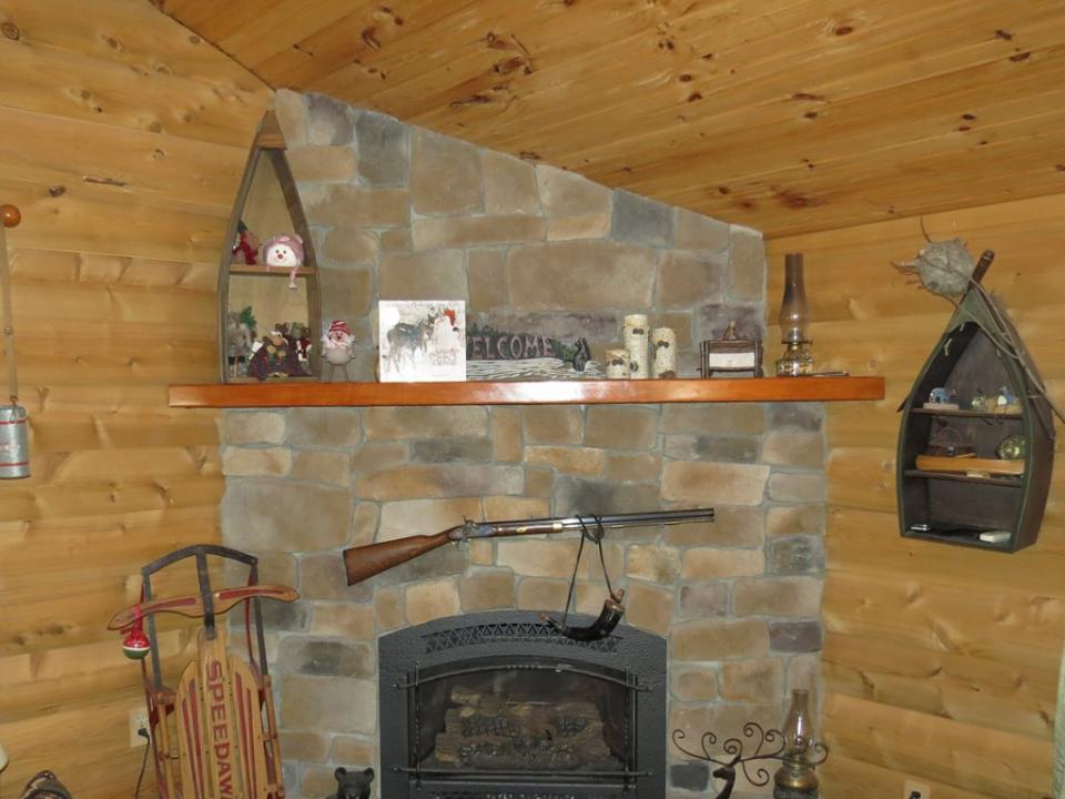 Stone fireplace