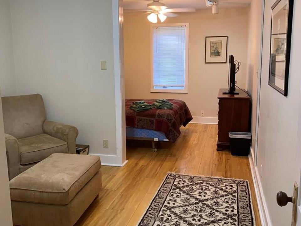 bedroom with sitting area