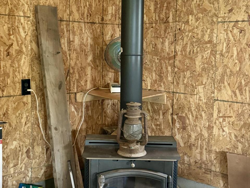 woodstove in garage