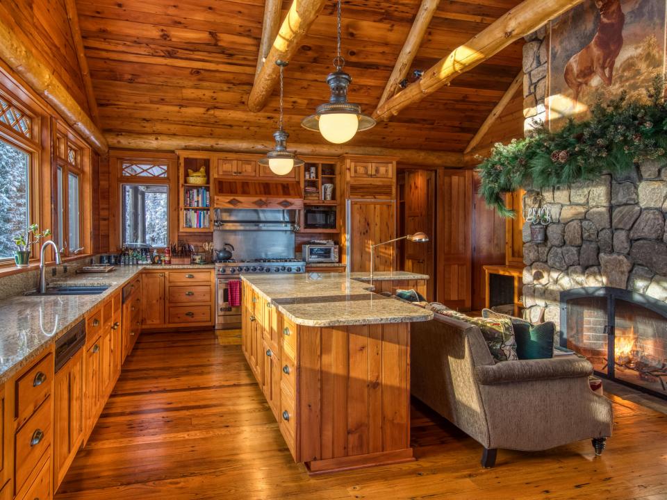 Kitchen with fireplace