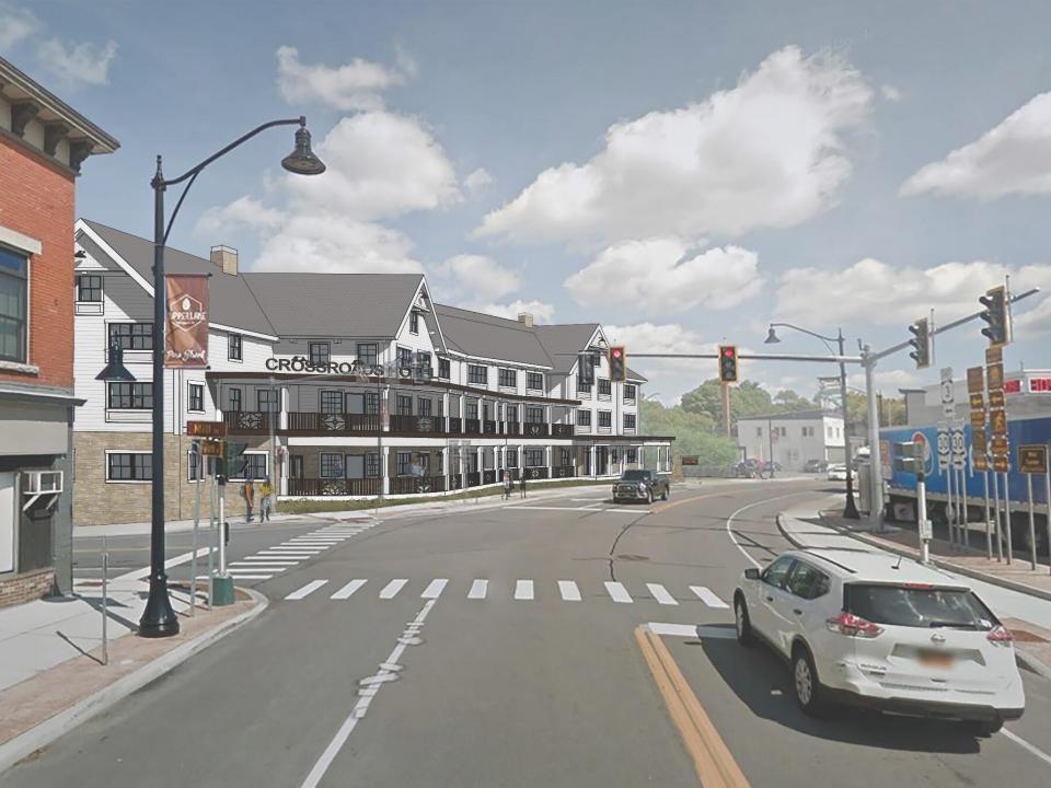 Crossroads Hotel - Street View Rendering Crossroads Hotel - Street View Rendering