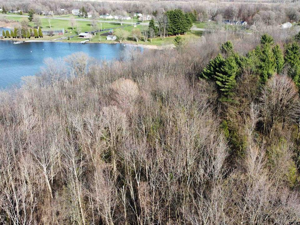 drone shot of waterview