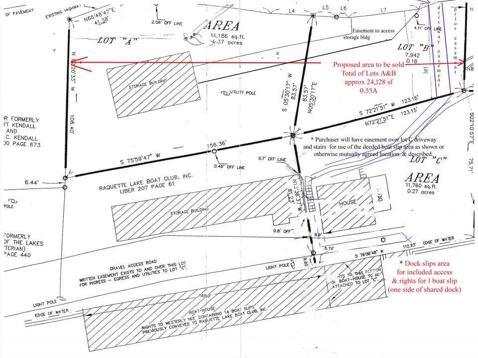 Map for the sale of Lots A & B