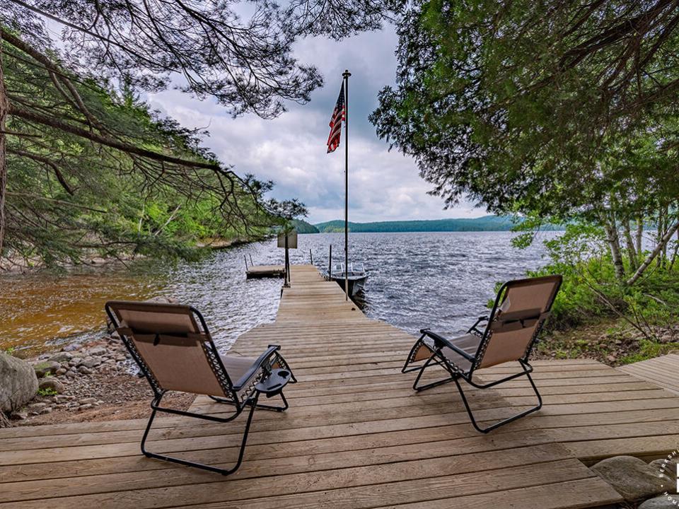 CampBassRockOnTupperLake_Dock_Chairs