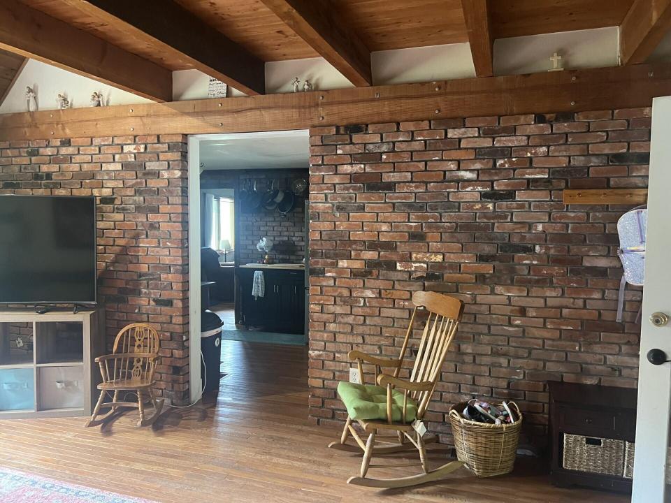 brick from family room into kitchen