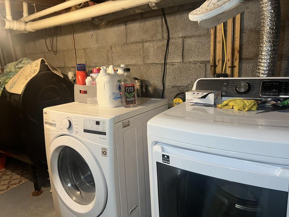 laundry area in basement