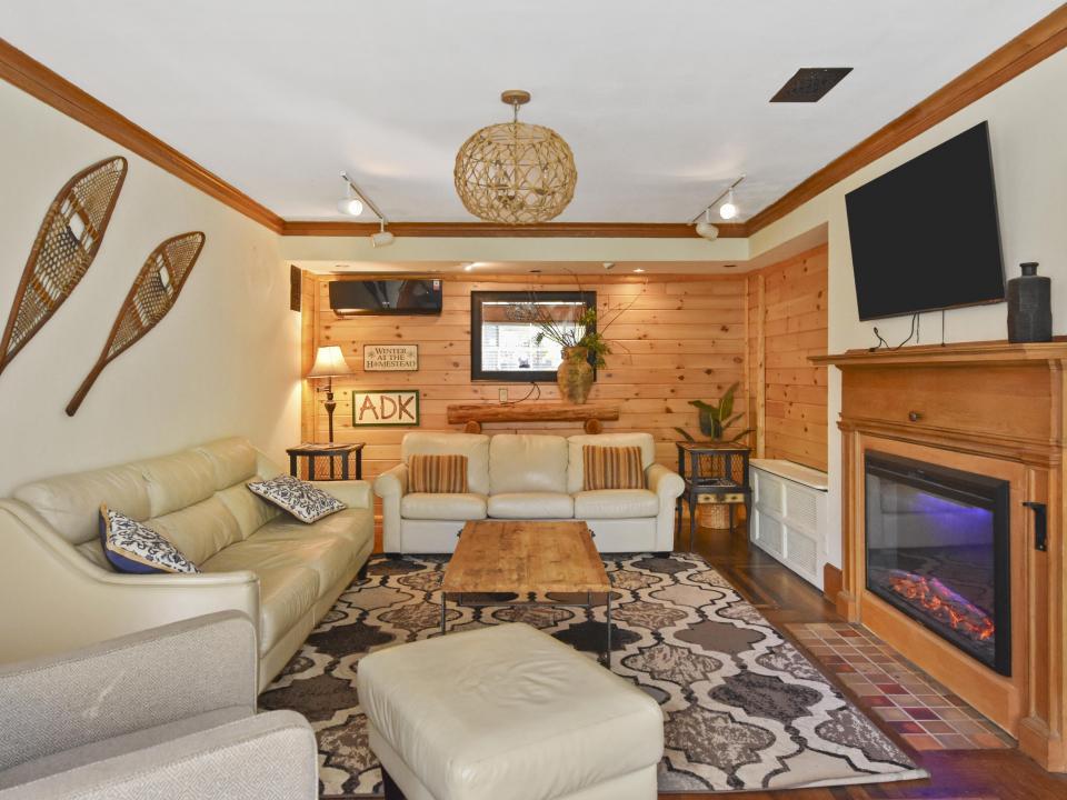 Furnished Living Room with Fireplace