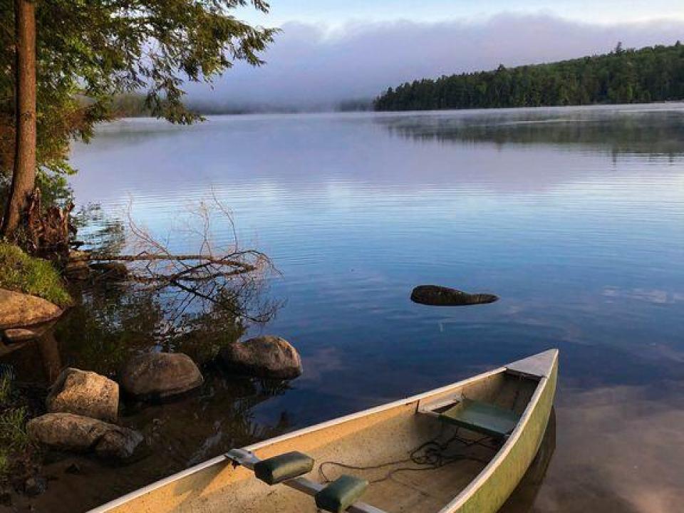canoe on lake colby