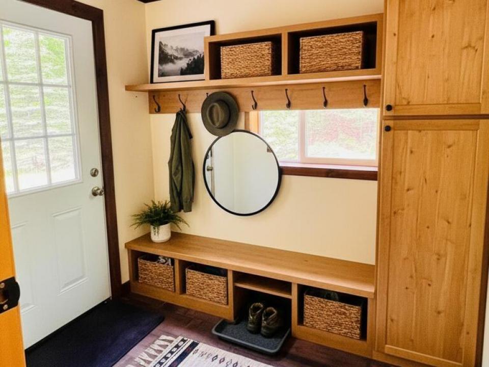 Mud room staged