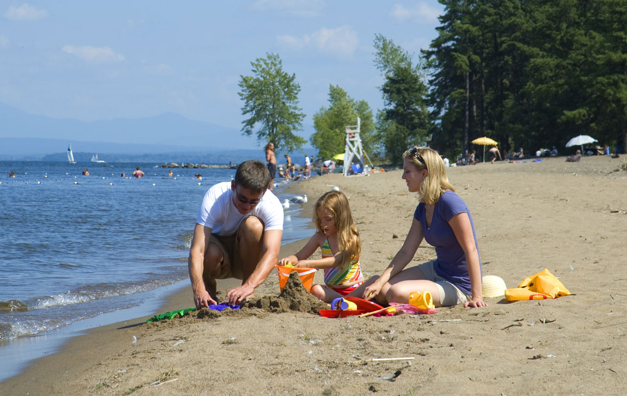 Family on beach