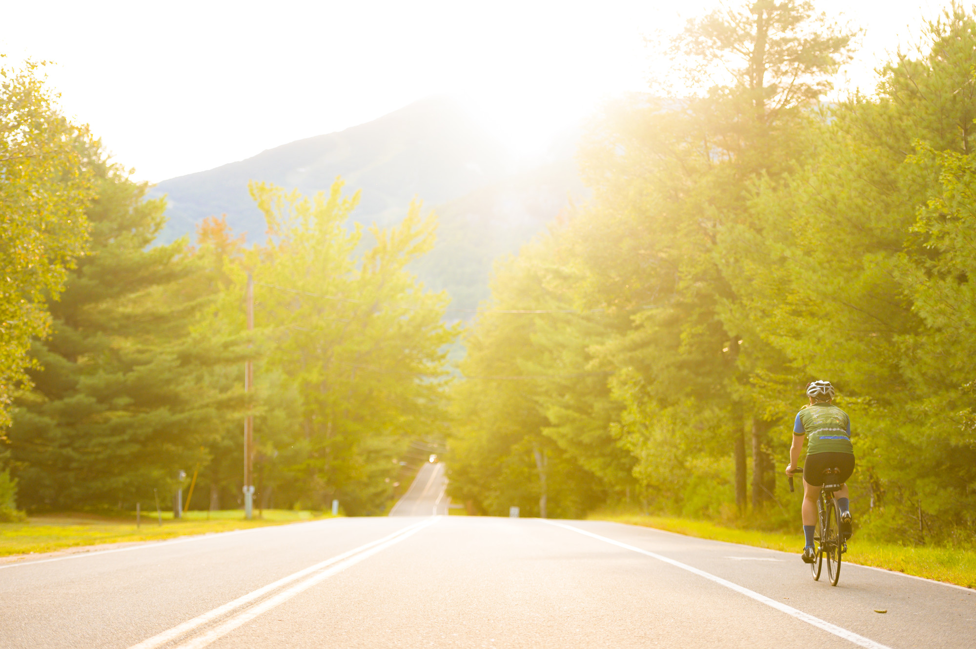 cyclist on Adirondack road