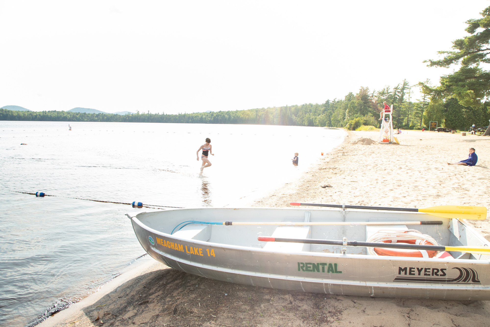 People swimming at a beach